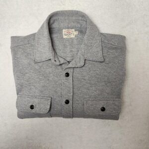 Faherty Shirt Mens M Gray Legend Sweater Button Up Knit Polyester Long Sleeve